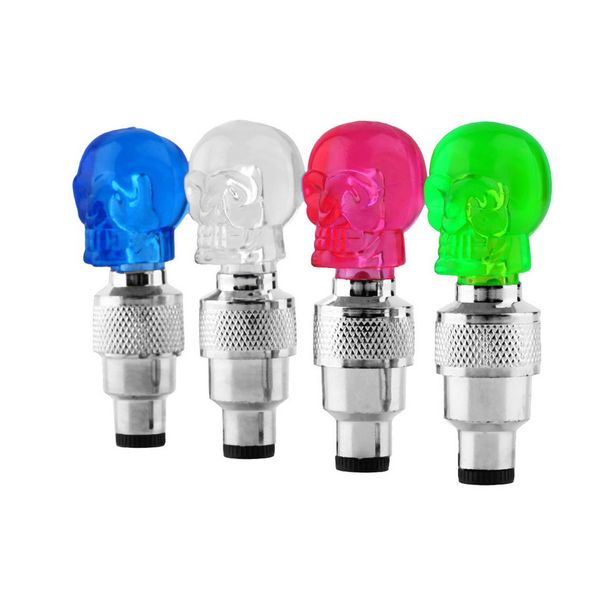 Wholesale- Led Bike Skull Shape Light Cool Bicycle Lights Install at Bike Alloy Bicycle Tire Valve's Bike Accessories Led Bycicle Light