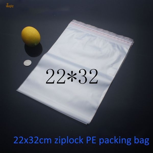 

packaging 100pcs size 22x32cm clothes pacakging zipper lock recycle plastic bags pe transparent ziplock packing bag