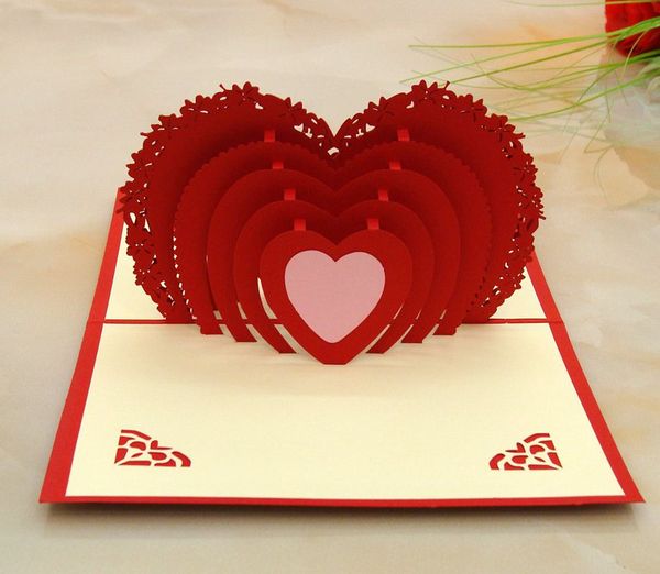 3d folding heart wedding card engagement invitation greeting cards diy wedding party wish card with envelop girlfriend make greeting card make wedding greeting images