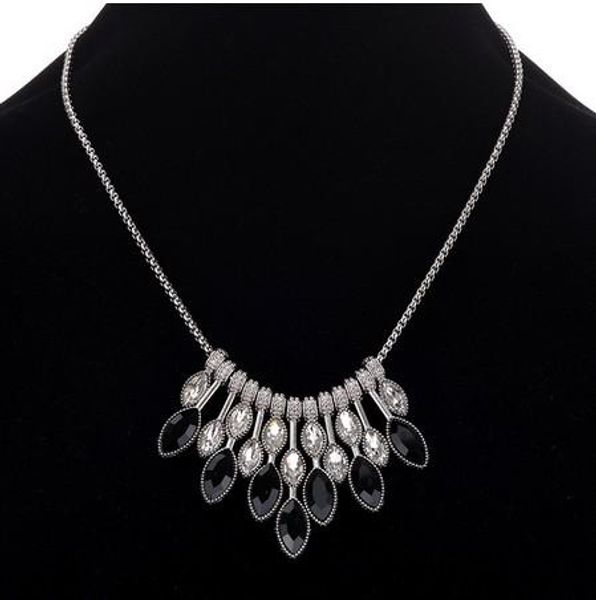 

gorgeous womens party necklaces geometric manmade gemstone silver tone statement necklaces gifts for her chokers necklaces, Golden;silver
