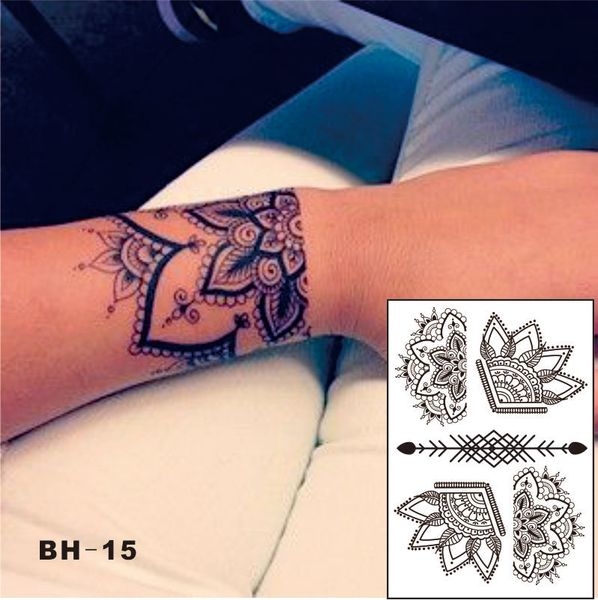 Acheter Bh 15 Beautiful Demi Lotus Tatouage Temporaire Au Henné Noir Avec Un Motif De Flèche Inspiré Du Corps Autocollant De 192 Du Himalayastore
