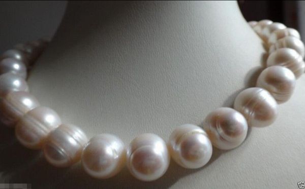 

huge 12-13mm white baroque freshwater pearl necklace, Silver