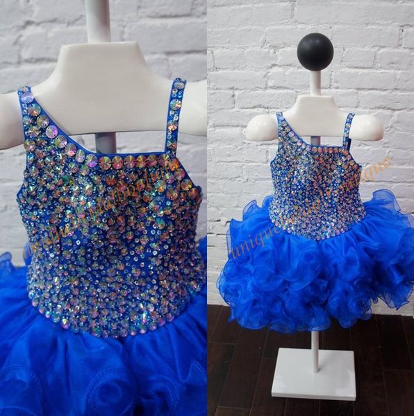 Vestidos de Pageant de Criança 2021 Nova Chegada com Lace Up e Major Beading Bodice Real Fotos Bling Bling Bling Meninas Pageant Dress