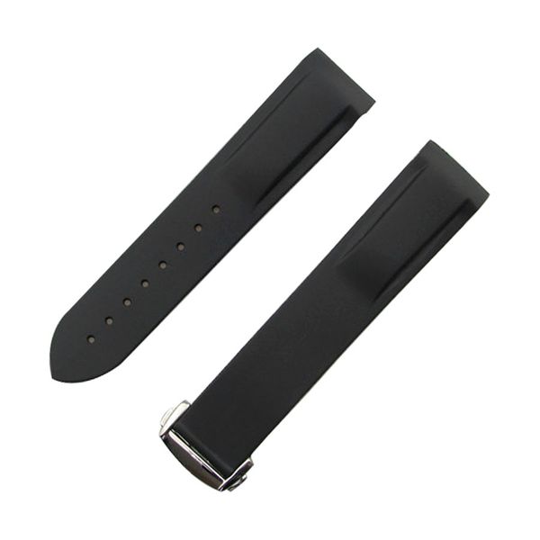 

22mm NEW Black Diver Rubber band strap with deployment clasp For Omega Watch