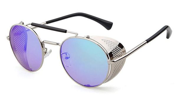 

steampunk glasses mens sunglasses designer summer fashion metal hollow round sunglasses dazzle colour eyewear ladies eye glasses, White;black