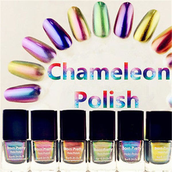 

wholesale- 6pcs/set born pretty chameleon nail polish long lasting nail varnishes colorful 6ml (black base color needed) #18626