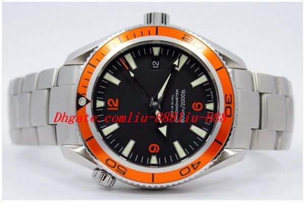 

luxury watches 45mm xl 232.30.46.21.01.002 black wristwatch mens james bond watch orange bezel steel men's watches, Slivery;brown