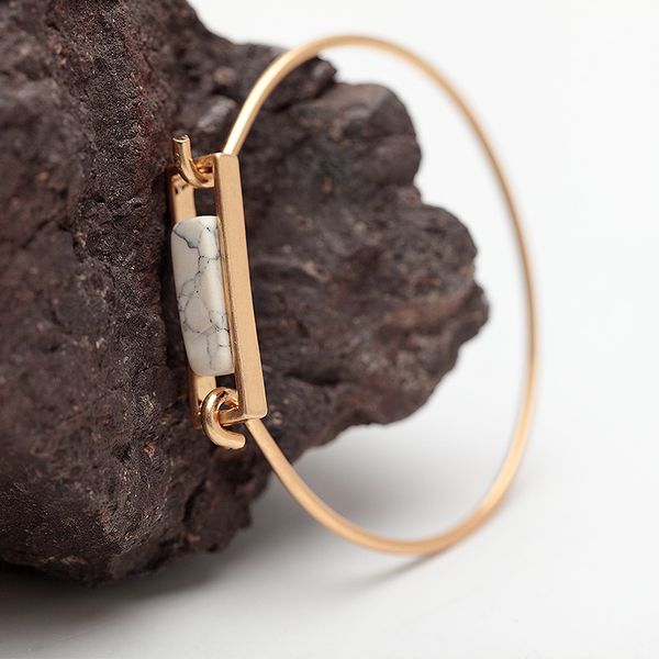 

women's bangle environmental alloy electroplating natural white turquoise bracelet bangle europe usa fashion design factory price