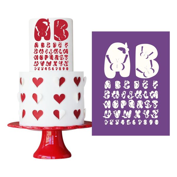 cartoon letter mesh stencils for fondant wedding cake lace moulds cake letter stencil