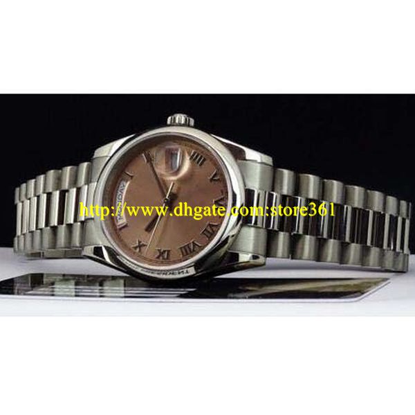 

store361 new arrive watches men's white gold president rose roman dial 118209, Slivery;brown