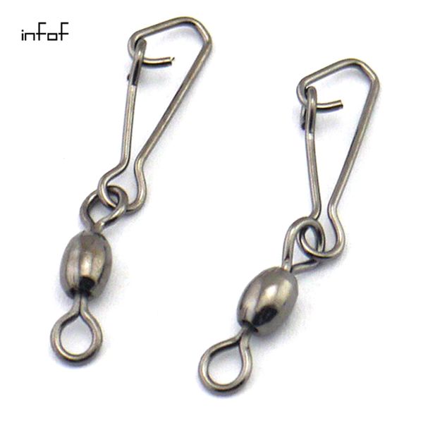 

200 pieces/lot fishing crane swivel with fastlink snap stainless carp ice fishing tackle bass crappie fishing lure connector