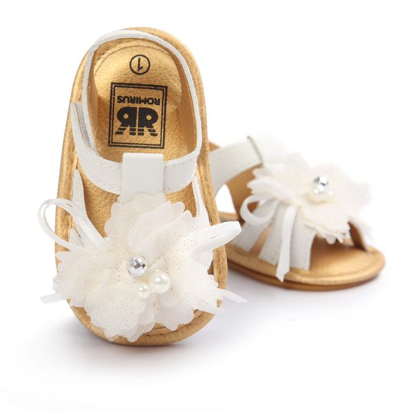 

wholesale- summer baby shoes newborn baby first wlaker shoes summer infant baby flower white shoes 0-18m