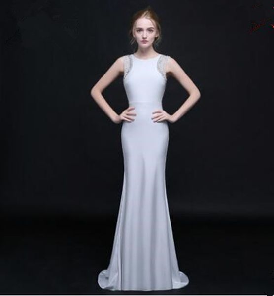 

jewel neck satin mermaid evening dress 2018 new beaded long evening gowns elegant vestidos de festa, Black;red