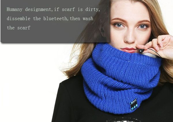 

latest women winter knitted warm scarves wireless blueteeth music scarves headphone scarves compatible for all digital devices, Blue;gray