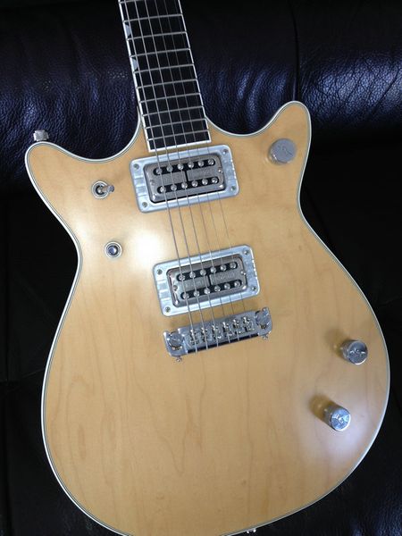 

rare g6131my malcolm young ii tribute double cutaway solid body natural electric guitar chrome pickups & tuners, one piece bride & tailpiece