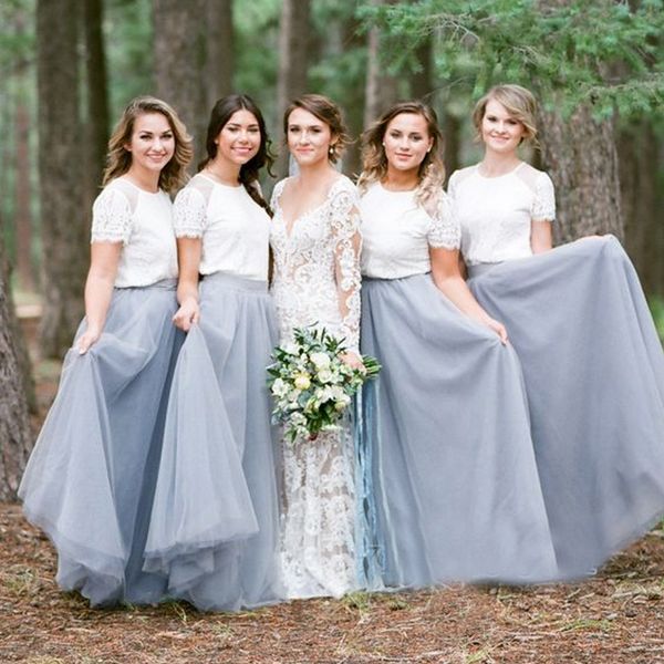 Длина пола 5 слоев Tulle Bridesmaid платья синяя юбка для свадьбы вечеринка Giowns торги без блузки