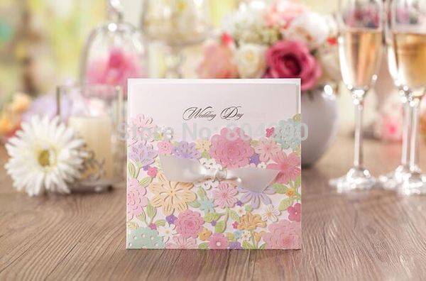 

wholesale- 5031 party supplies laser cut multi flower wedding invitation card 100 pcs