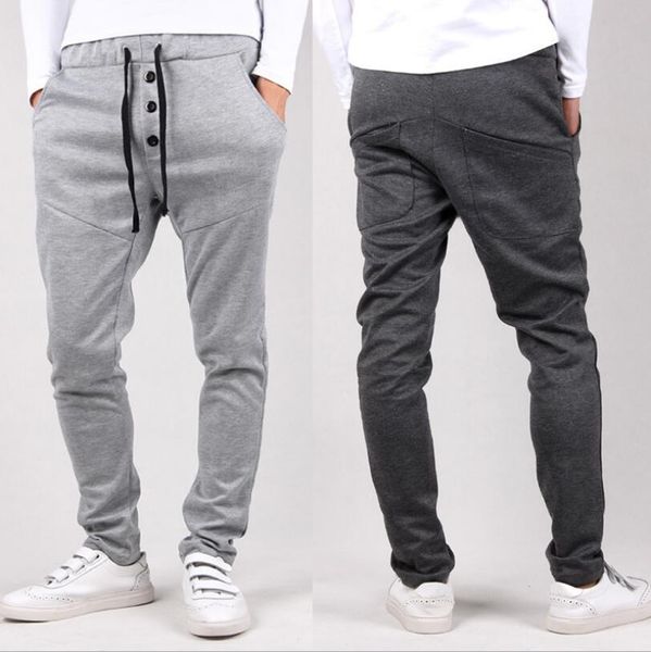 All'ingrosso- 2016 Mid Flat Regular Broadcloth Rushed New Men Pantaloni da jogging Pantaloni cavallo Pantaloni Ragazzi Track Hip Hop Harem Dance Pantaloni sportivi casual