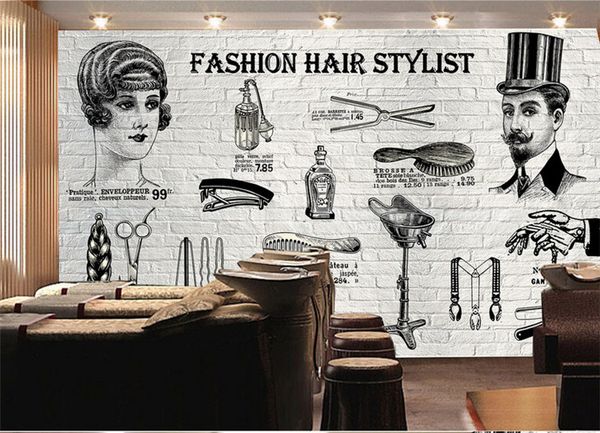 Custom 5d Papel Murals Tools For Hair Stylist 3d Bricks Wall Paper