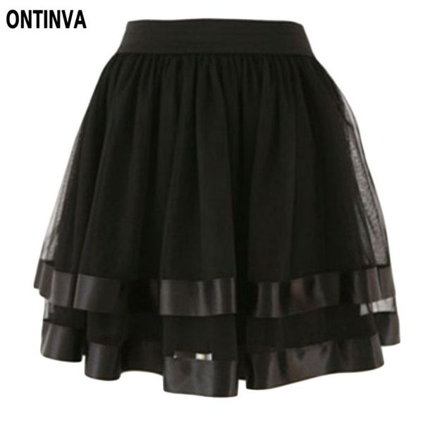 

wholesale- black white red tulle skirt belly dance girl high waist skirt cute school skirt saia feminina 2017 puff skirts womens