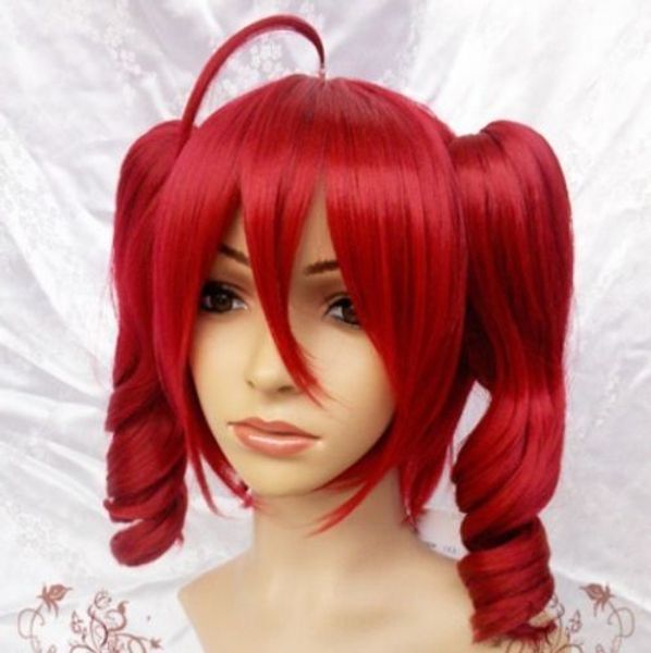 Оптовая бесплатная доставка 2017 новый Vocaloid Teto Kasane Red Cosplay WIG 2 клипы хвост