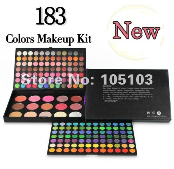 Großhandel - Professionelles Make-up-Set 183 Farben Make-up-Palette Lidschatten + Rouge + Foundation Gesichtspuder Kosmetikpalette Kostenloser Versand