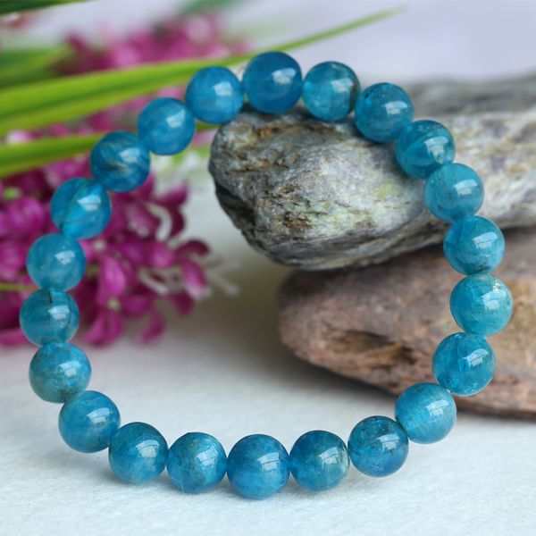 

discount wholesale natural green blue apatite crystal stretch finish bracelet round beads 8mm 04154, Black