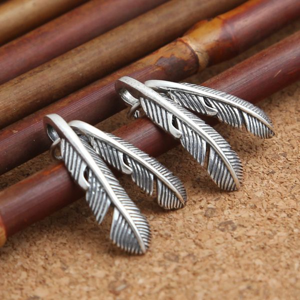 

925 sterling silver vintage necklace pendants hand-made designer jewelry pendants double feather design for men and women wholesale