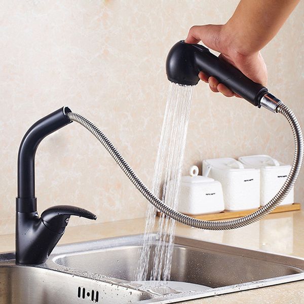 

dhl black oil antique brass swivel kitchen faucet / kitchen faucet black with pull out sprayer hs421