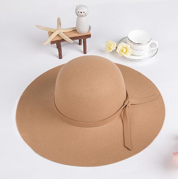 Senhoras de verão Mulheres Praia Sun Chapéus Floppy Wide Grande Brim Cloche Bowler Lã Cap