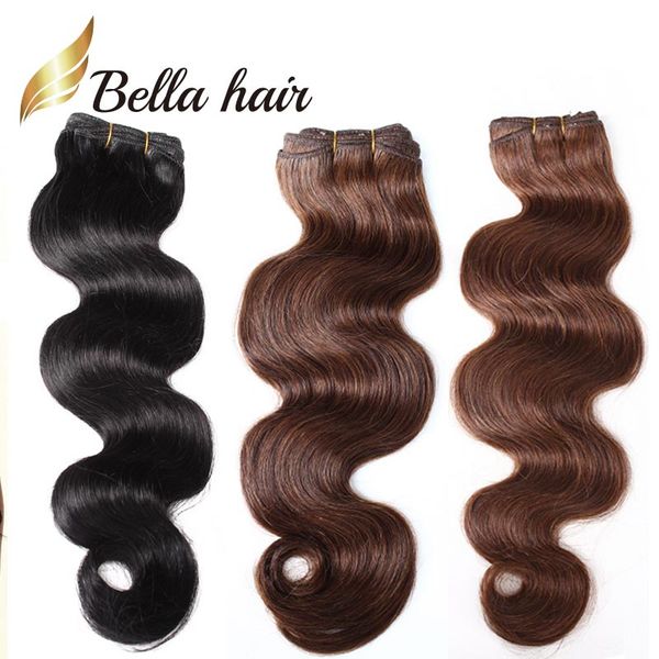 Hair Fashion 14-24inch Cabelo brasileiro Jet Black Dark Brown 2pcs / lot trama do cabelo humano HairExtensions Grade 8A frete grátis BellaHair