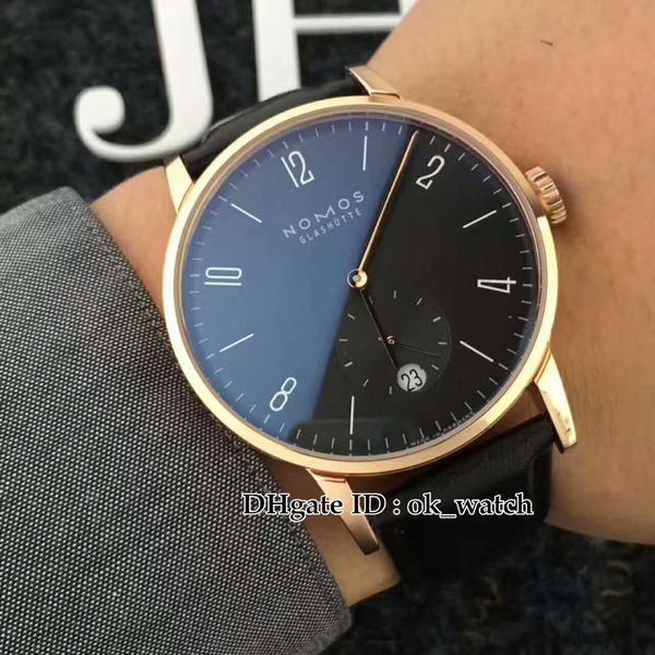 

новое высокое качество часы номос tangente 130 мужские автоматические механические часы черный циферблат из розового золота мужские наручные, Slivery;brown