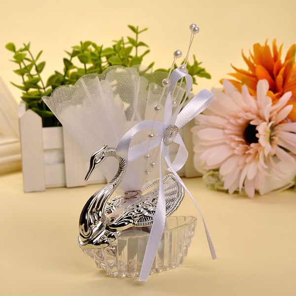 

elegant acrylic swan sugar candy box silver gold color wedding party decoration supplies christmas valentine's gifts