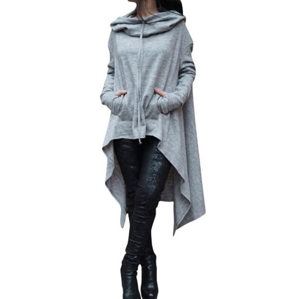 

wholesale- new irregular hoodies tracksuit for women pullovers hoody sweatshirts warm moleton feminino winter coat camisolas drop shipping, Black