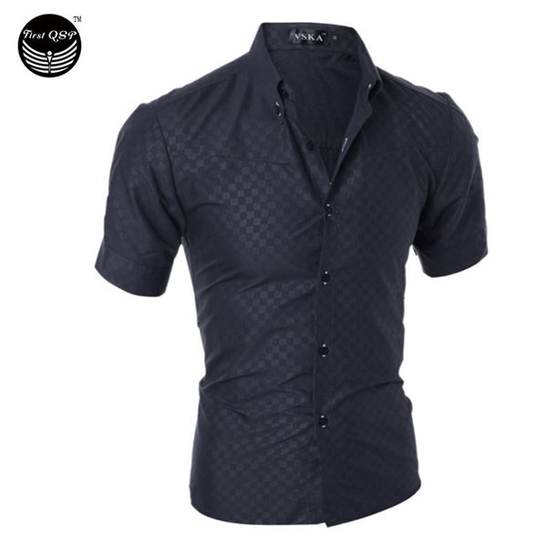 

wholesale- men shirt 2016 fashion brand men's plaid shirt male short-sleeved shirt camisa masculina casual slim male shirts xxl miyh2, White;black