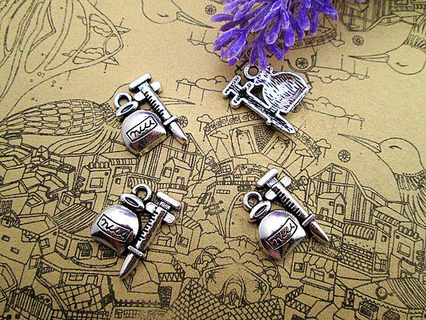 

60pcs-- syringe charms antique tibetan silver syringe charms pendants ,diy supplies 18x15mm, Bronze;silver