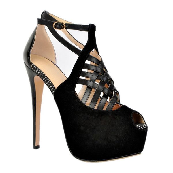 

kolnoo женская мода ручной работы 15 см тонкий каблук peep-toe платформа партия свадебные насосы летняя обувь черный xd022, Black