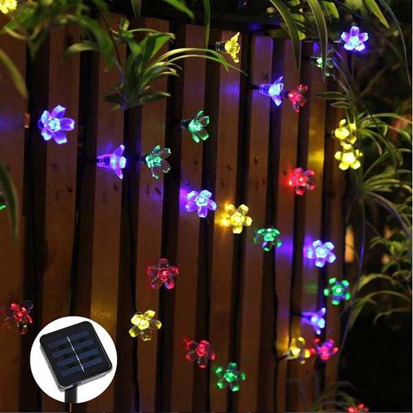 

wholesale-50 leds 7m peach sakura flower solar lamp power led string fairy lights solar garlands garden christmas decor for outdoor