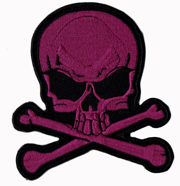 Moda Skull Bones Ricamato Patch Iron On Jacket Camicie Cappelli Patch Fornitore Punk Emblem Purple 9cm Badge