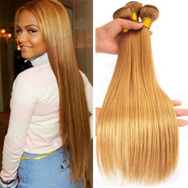 Honey Blonde Malaysian Virgin Hair Straight 3 Bundles Blonde Human Hair Weaves Strawberry Blonde Human Hair Extensions Weave Hair Extensions Hair
