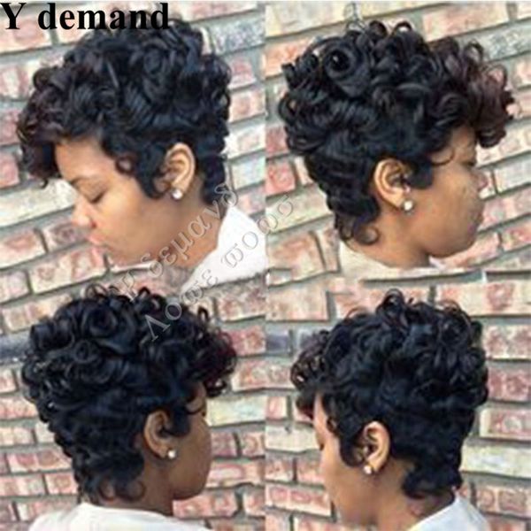 

Synthetic Hair Simulation Brazilian Human Wigs Newest Afro Curly Wig Black Hair Fashion BOB Short Wig Full Wigs In stock Y demand