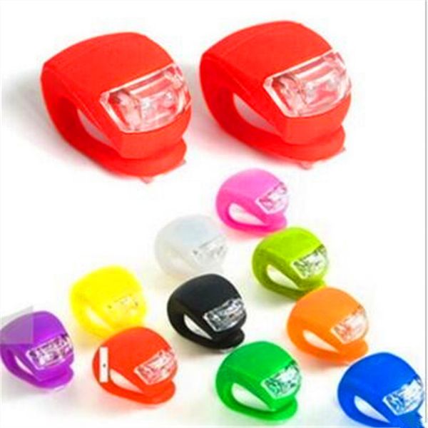 

bicycle cycling lamp silicone bike head front rear wheel led flash bicycle light lamp 8 colors include the battery