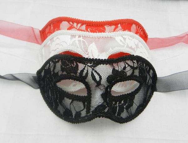Hochwertige sexy Frauen gefiederte venezianische Maskerademasken Sexy Spitzenmaske für Party NightClup drei optionale Farben [Schwarz, Weiß, Rot]