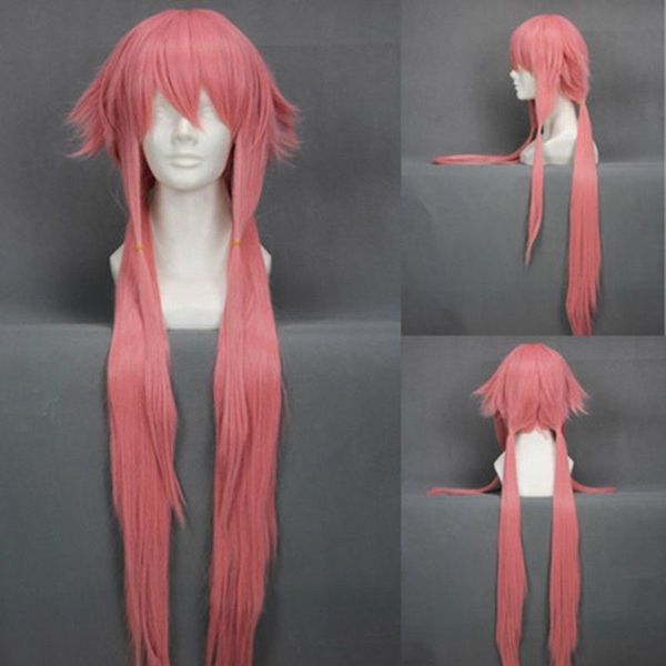 Kostenloser VersandAnime Die Zukunft Tagebuch Yuno Gasai Rosa Lange Perücke Cosplay Haar Mirai Nikki Perücken