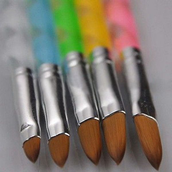 5pcs Novos pincéis de unhas acrílico 3d Pintura desenho UV Gel Diy Brush Pen Tool Fool Art Conjunto #R476