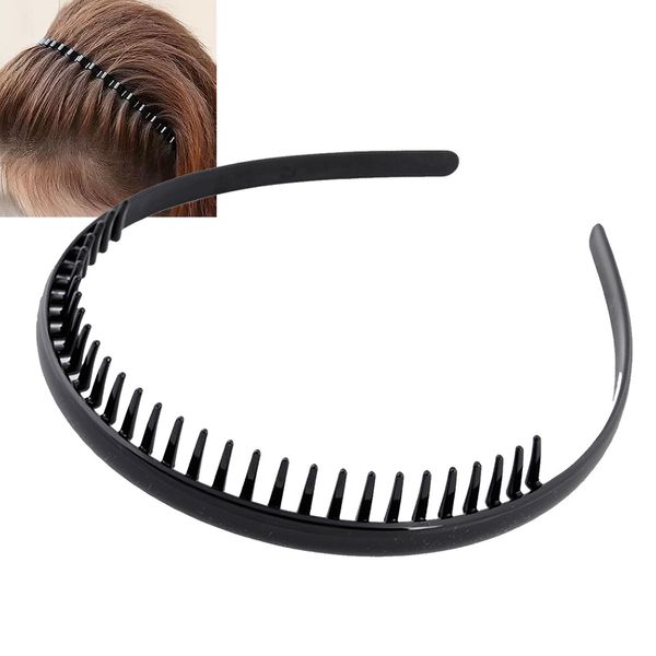 NS Fascia per capelli da uomo con denti in metallo per sport, calcio, fascia Alice nera # R49