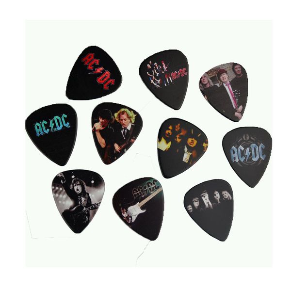 

lots of 20 pcs acdc medium 0.71mm 2 sides printing guitar picks plectrums