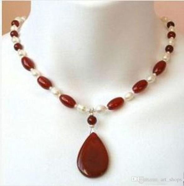 

white akoya cultured pearl&ruby pendant necklace 18", Silver
