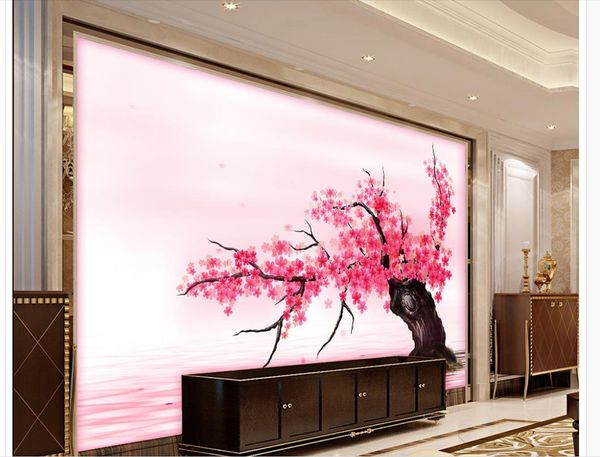 

customized wallpaper for walls pink romantic cherry blossom tv background wall 3d stereoscopic wallpaper custom 3d wallpaper
