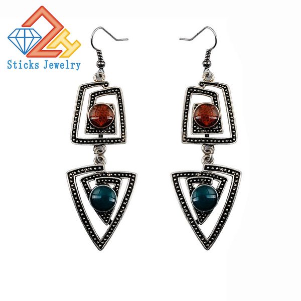 

antique silver plated resin bohemian retro vintage earrings european and american jewelry jewelry factory direct 1pair/lot drop shipping